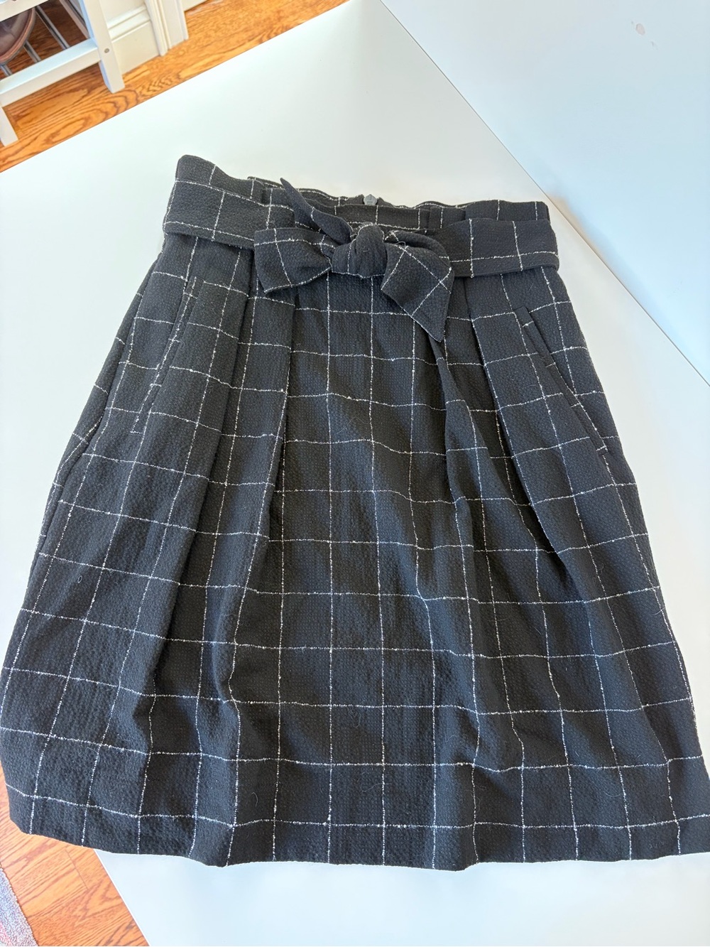 Perfect Work Skirt - Black Windowpane Tie-Waist Skirt